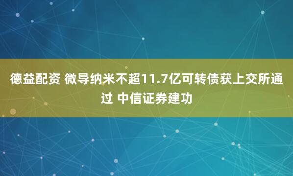 德益配资 微导纳米不超11.7亿可转债获上交所通过 中信证券建功